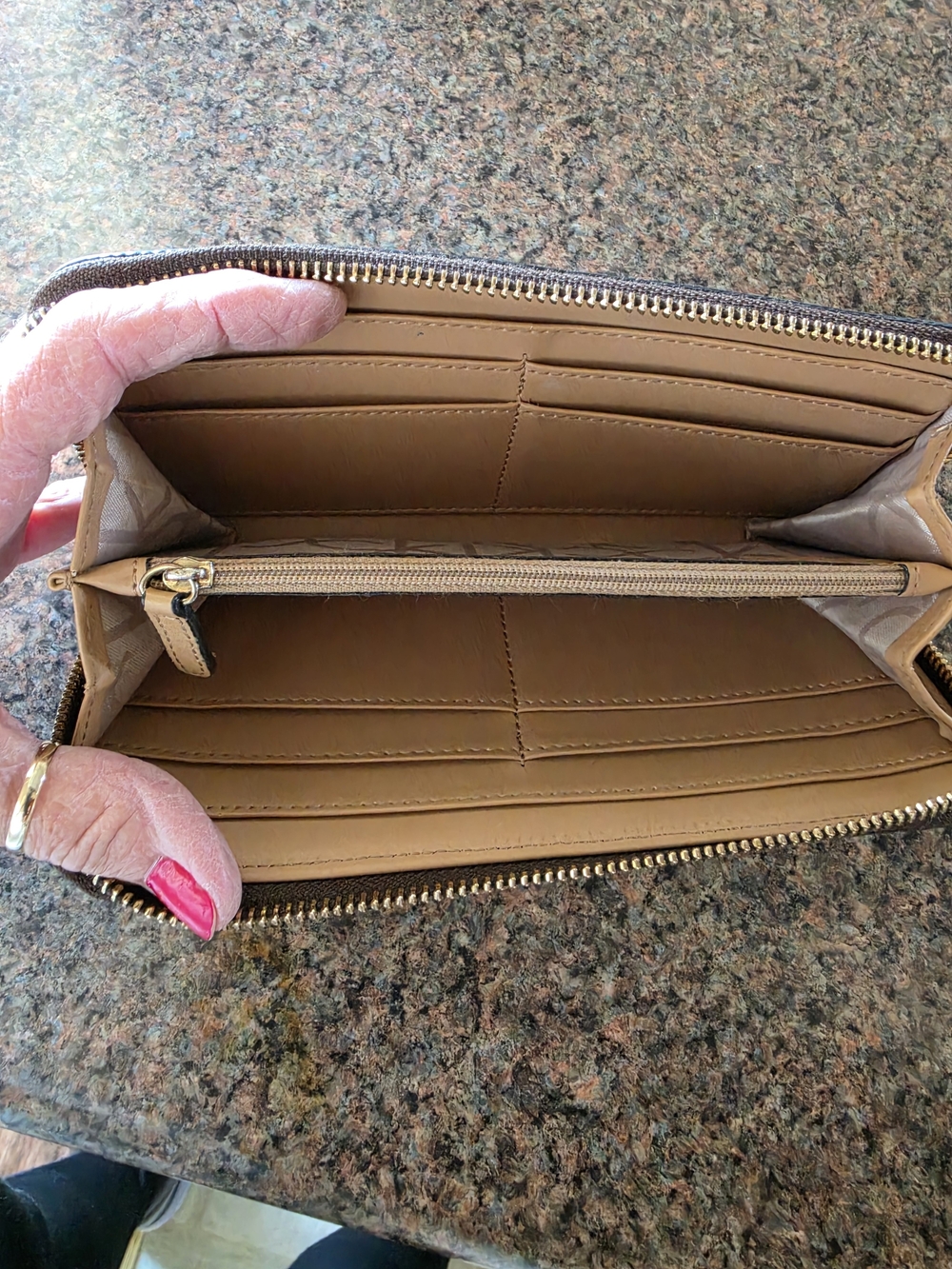 Calvin Klein Zip-Around Women's Wallet in Tan And Brown